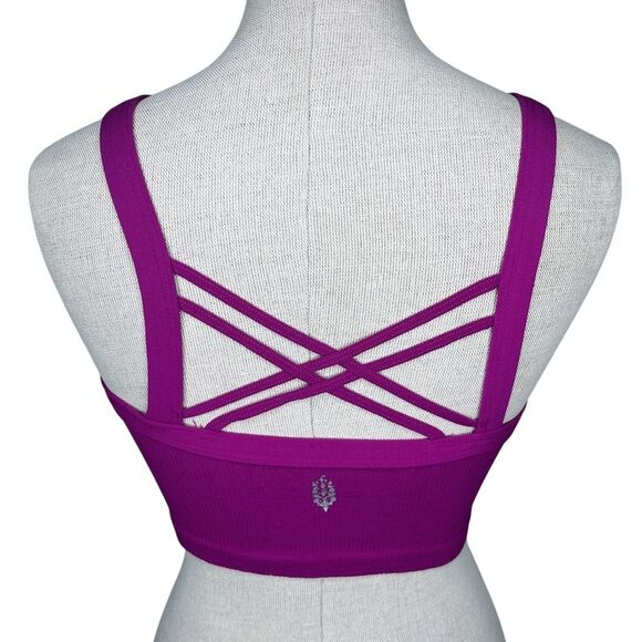 Free People Movement Happiness Runs Strappy Back Crop M/L Raspberry Sherbert FP - Picture 2 of 5